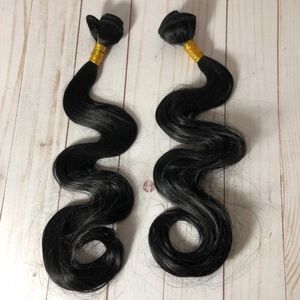 2x Coils black hair extensions weft sewn in wavy synthetic pieces new 20” weave